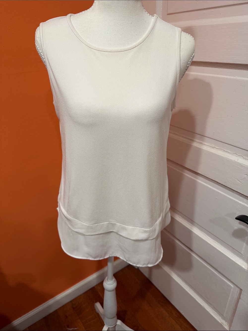 Banana Republic Cream Sleeveless Layered Shell Top